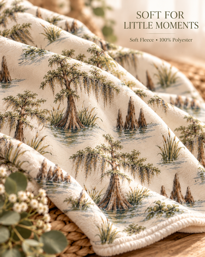 Louisiana Bayou Cypress &amp; Moss Baby Blanket – 30" × 40"