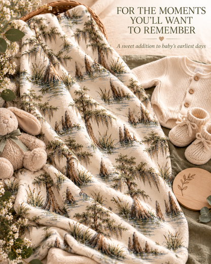 Louisiana Bayou Cypress &amp; Moss Baby Blanket – 30" × 40"