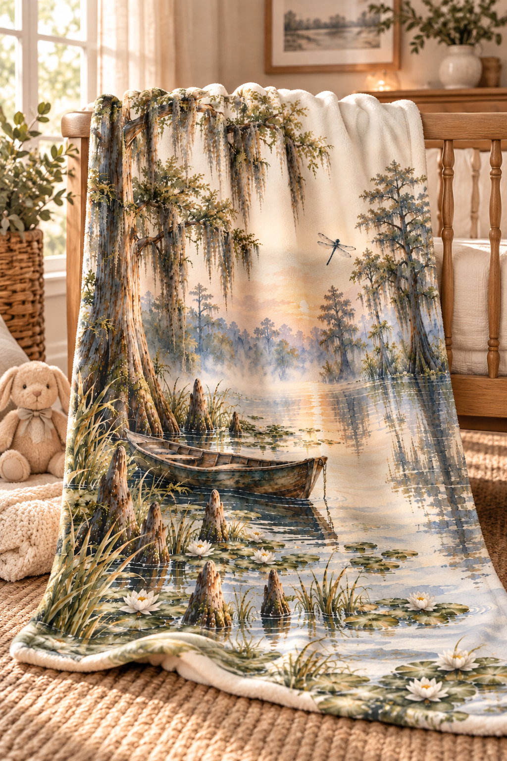 Louisiana Bayou Baby Blanket | 30" × 40" Cypress Tree Nursery Fleece Blanket