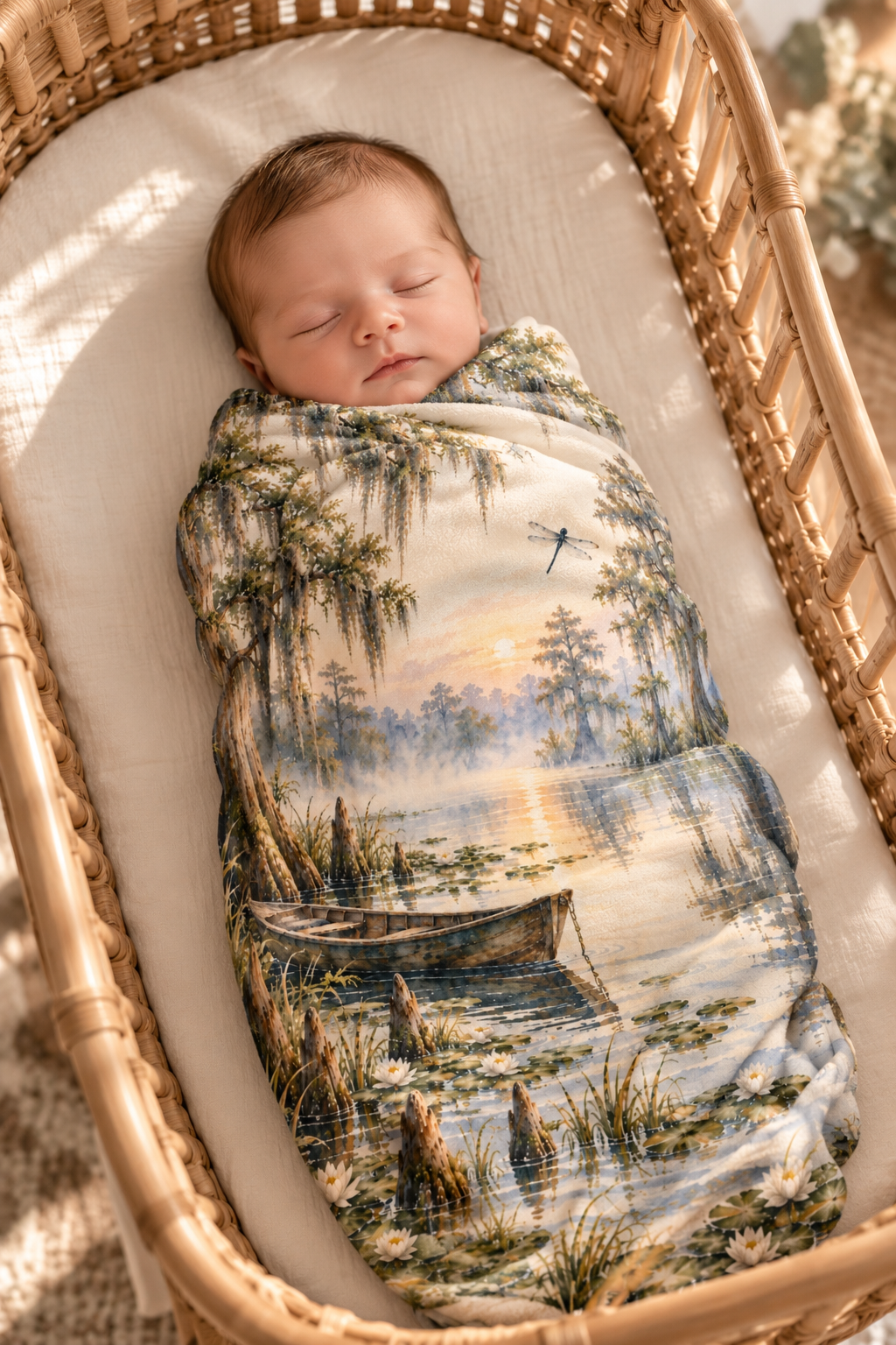 Louisiana Bayou Baby Blanket | 30" × 40" Cypress Tree Nursery Fleece Blanket