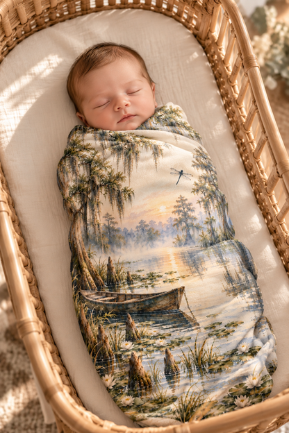 Louisiana Bayou Baby Blanket | 30" × 40" Cypress Tree Nursery Fleece Blanket