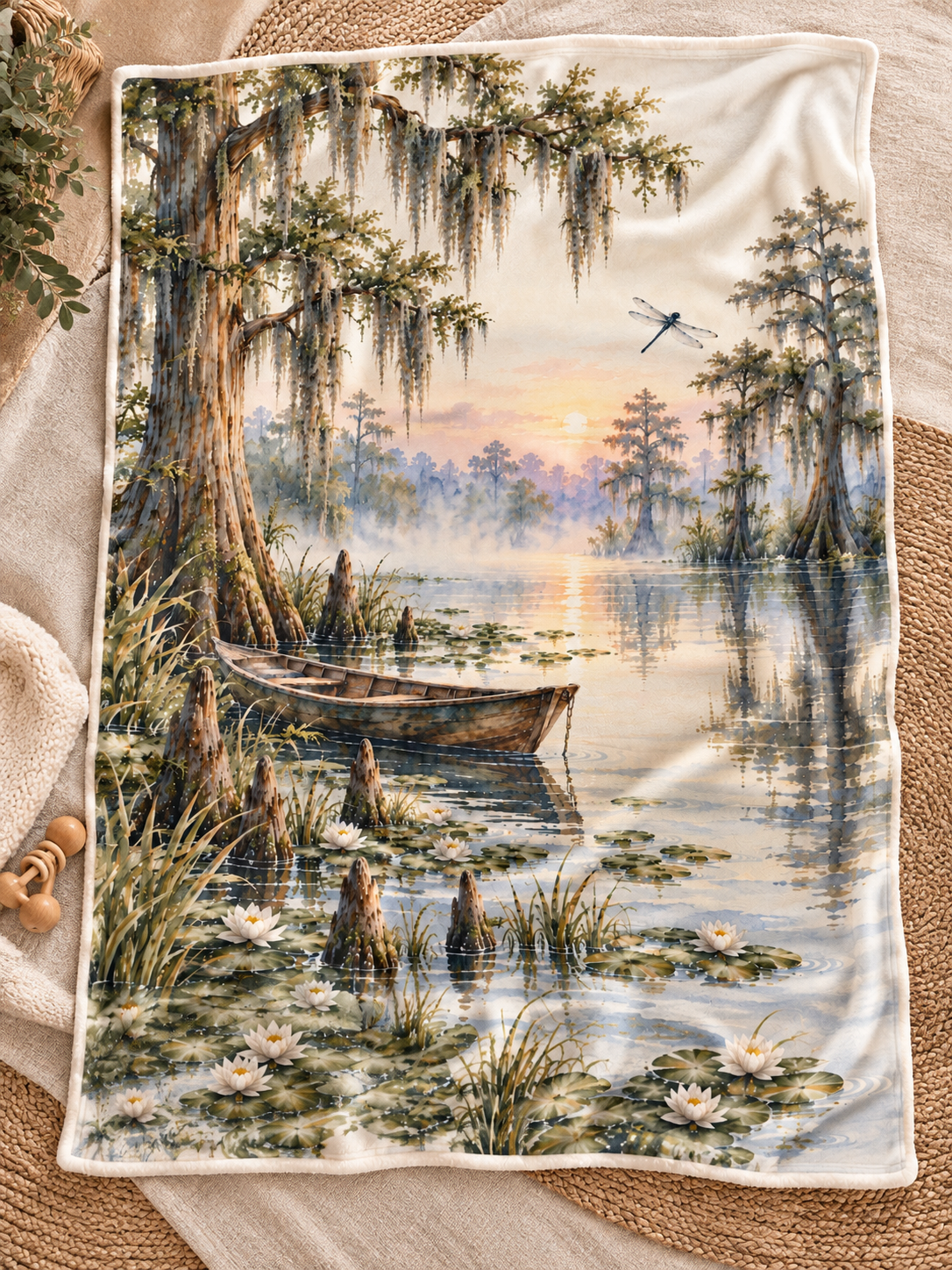 Louisiana Bayou Baby Blanket | 30" × 40" Cypress Tree Nursery Fleece Blanket