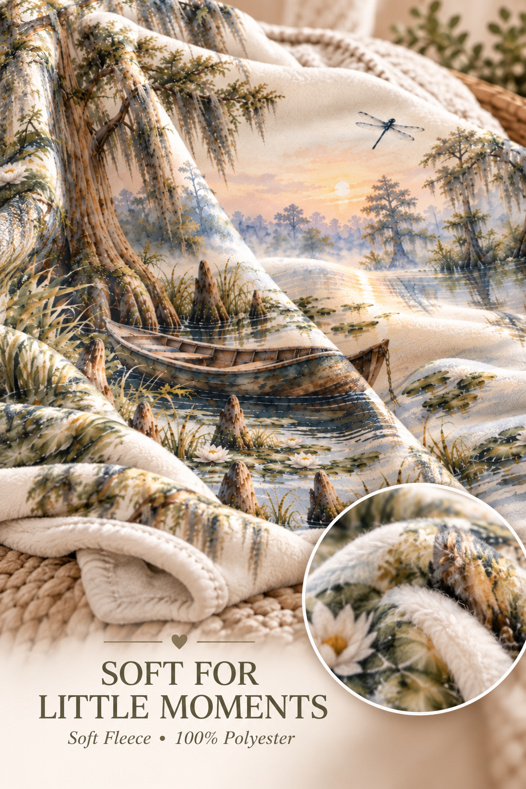 Louisiana Bayou Baby Blanket | 30" × 40" Cypress Tree Nursery Fleece Blanket