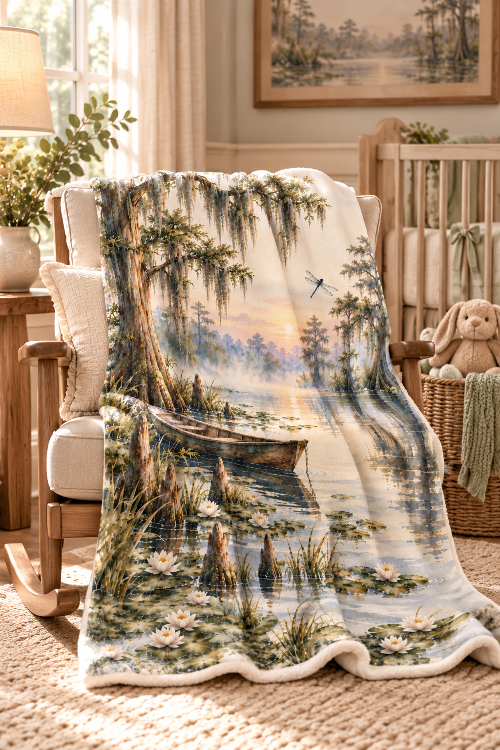 Louisiana Bayou Baby Blanket | 30" × 40" Cypress Tree Nursery Fleece Blanket