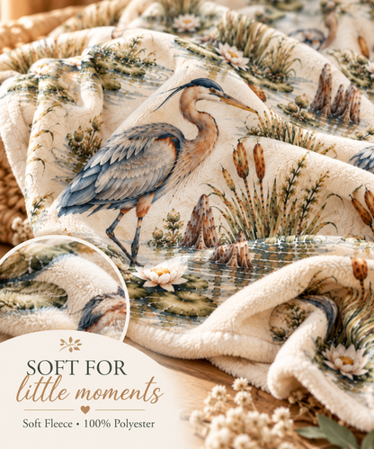Heron Wetland Baby Blanket | 30" × 40" Southern Nature Fleece Blanket
