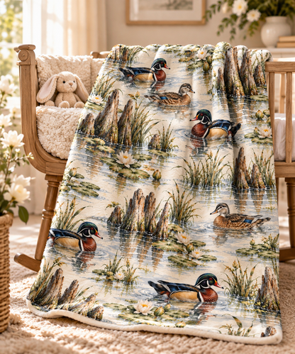 Wood Duck Pond Baby Blanket – Southern Wetlands 30" × 40"