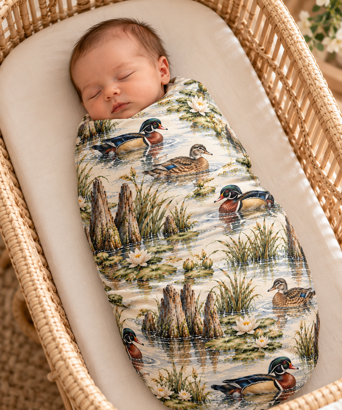 Wood Duck Pond Baby Blanket – Southern Wetlands 30" × 40"