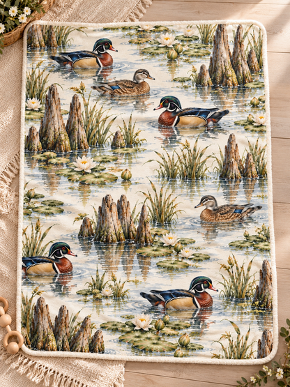 Wood Duck Pond Baby Blanket – Southern Wetlands 30" × 40"