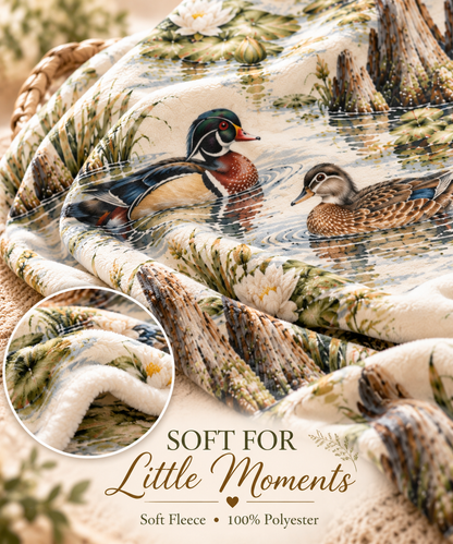 Wood Duck Pond Baby Blanket – Southern Wetlands 30" × 40"