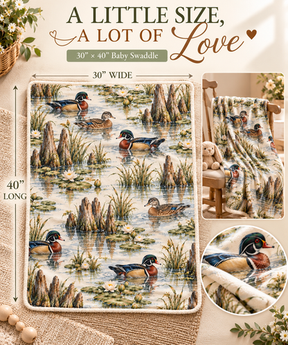 Wood Duck Pond Baby Blanket – Southern Wetlands 30" × 40"