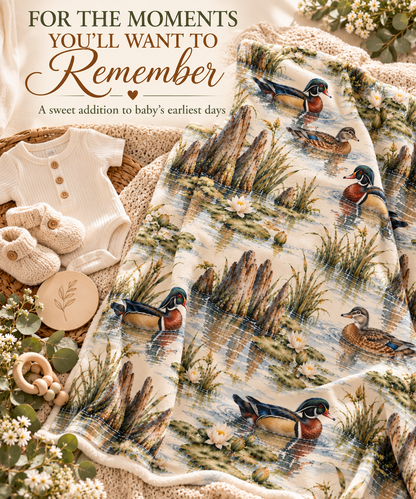 Wood Duck Pond Baby Blanket – Southern Wetlands 30" × 40"