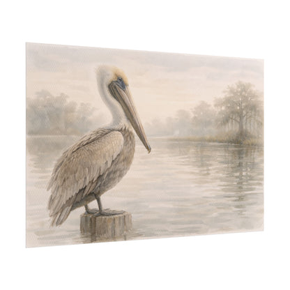 Pelican on Dock Watercolor Art Coastal Watercolor