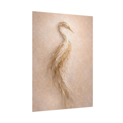 Heron Silhouette Poster – Neutral Coastal Wall Art Decor