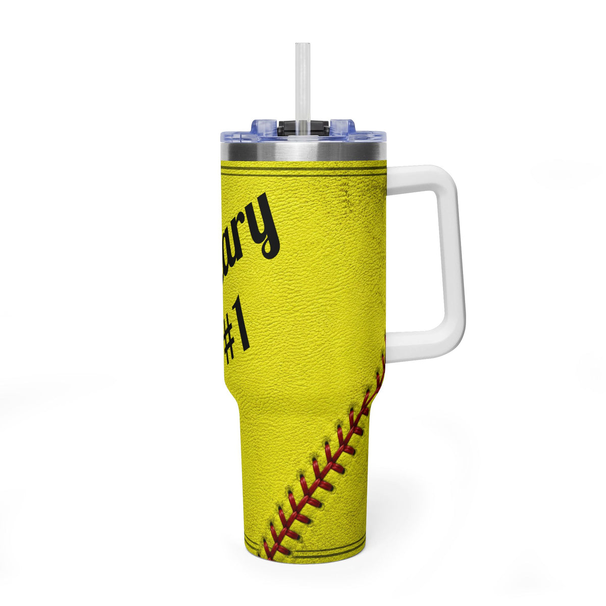 Personalized Softball Tumbler – 40 oz Name &amp; Number Travel Cup