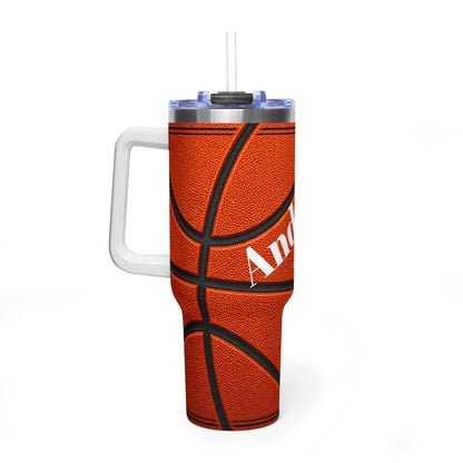 Personalized Basketball Tumbler – 40 oz Name &amp; Number Travel Cup