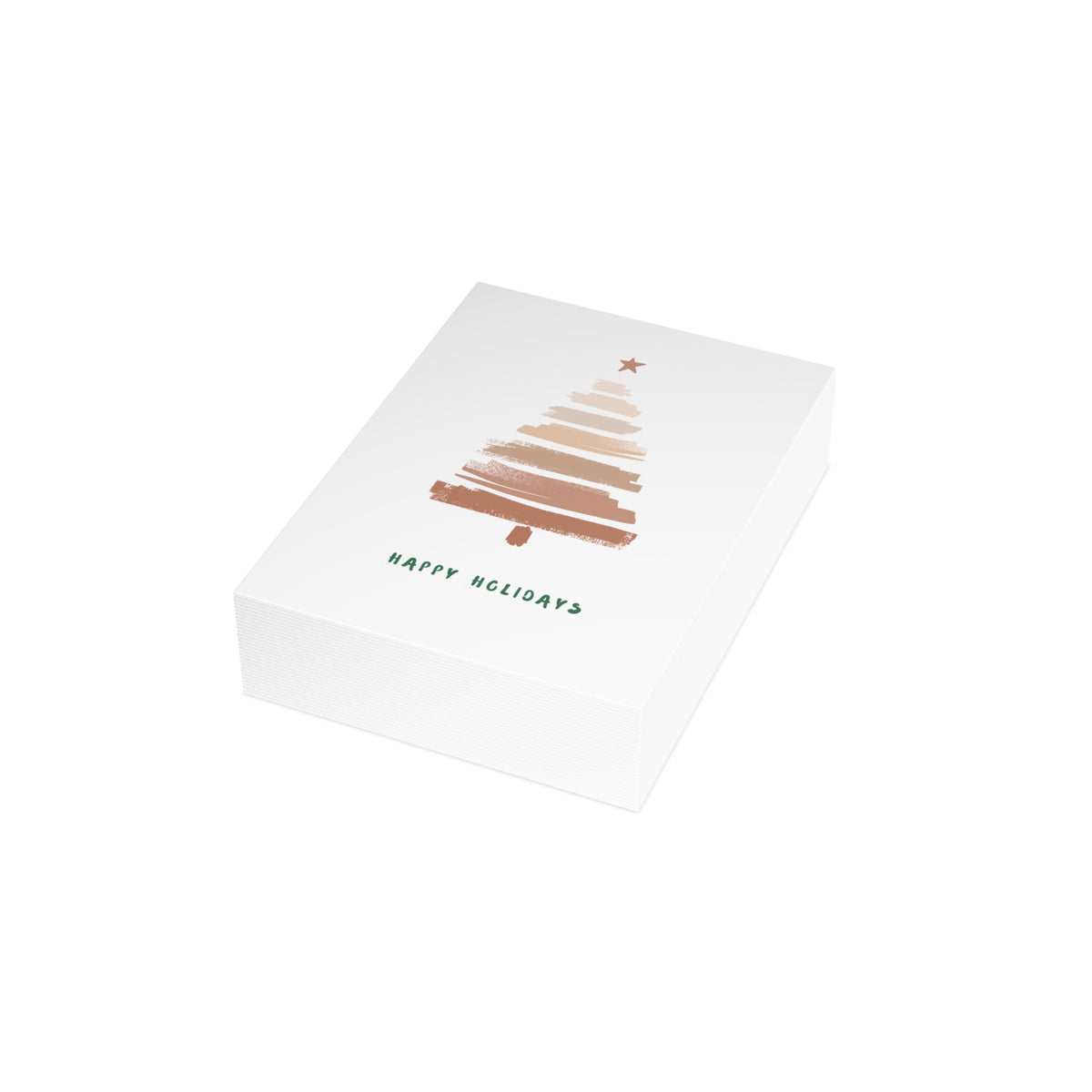 Minimal Brushstroke Christmas Tree Greeting Card — "Happy Holidays" (Multipack)