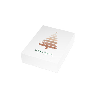 Minimal Brushstroke Christmas Tree Greeting Card — "Happy Holidays" (Multipack)