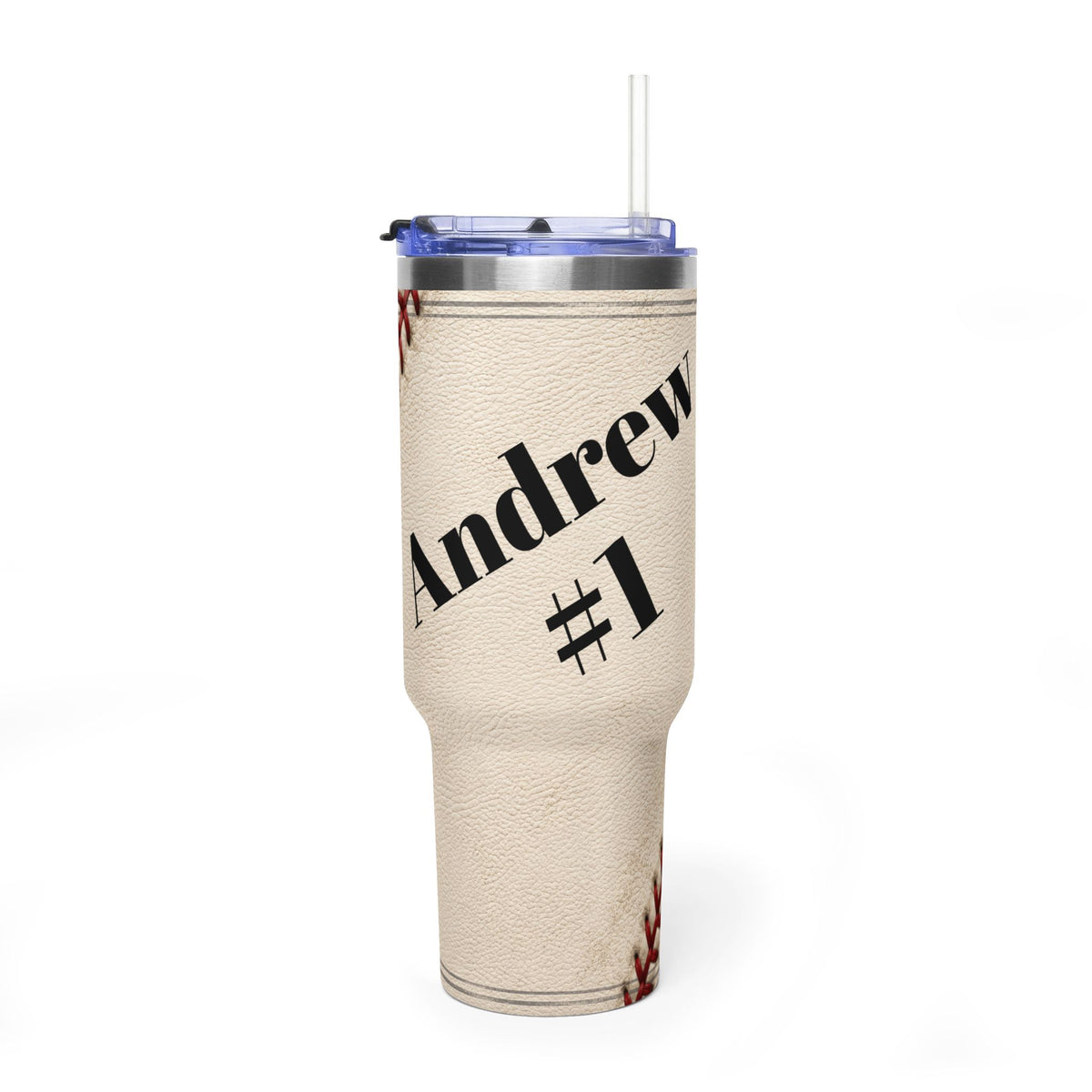 Baseball Stitch Personalized Name Tumbler | 40oz Vacuum Travel Mug