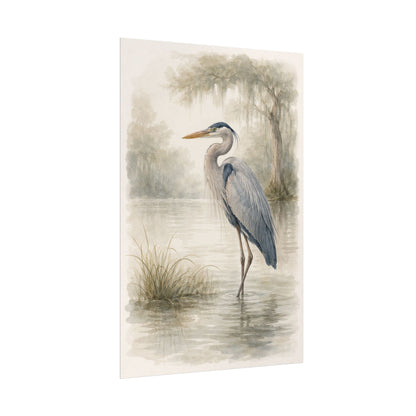 Great Blue Heron Watercolor Art – Coastal Bird Wall Décor