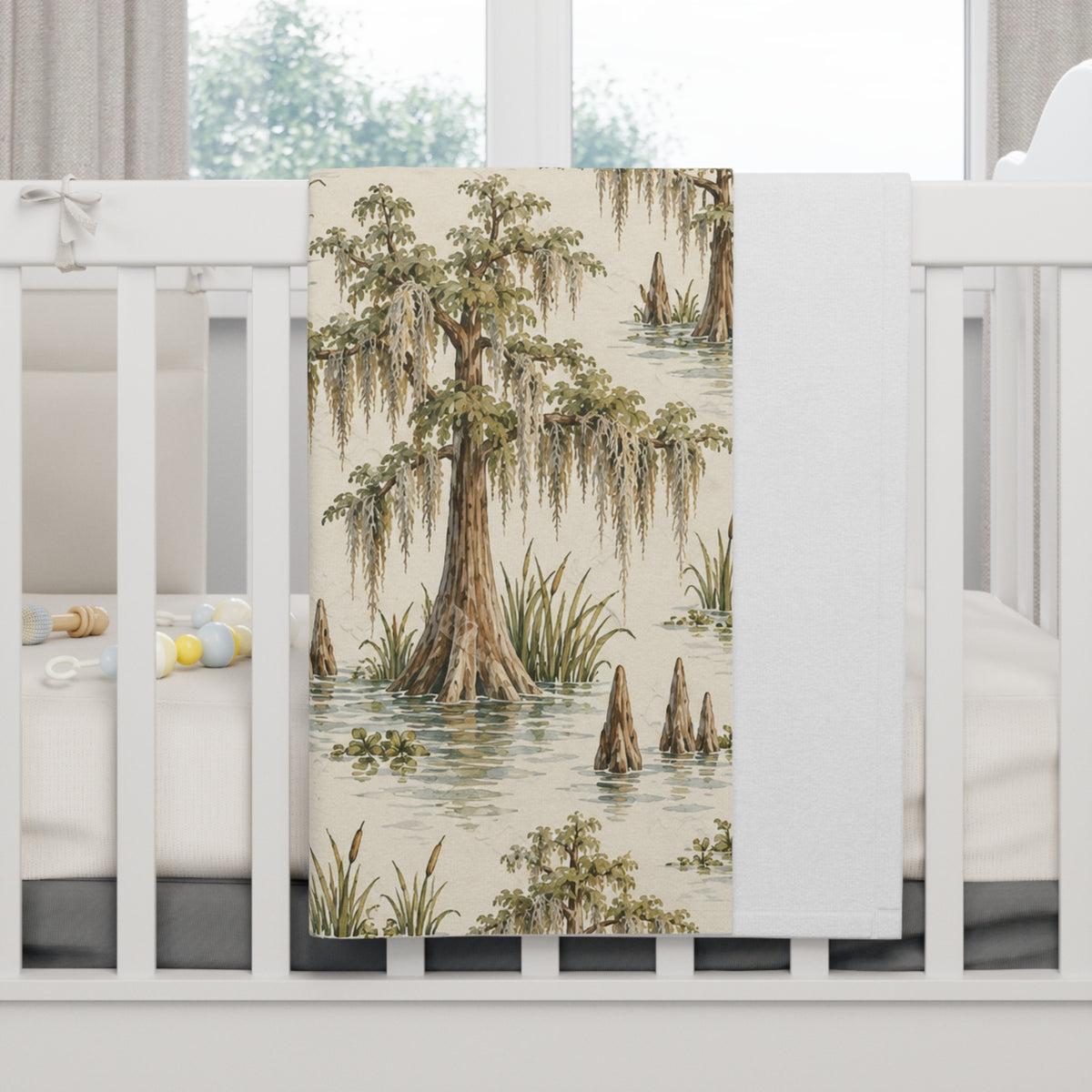 Louisiana Bayou Cypress &amp; Moss Baby Blanket – 30" × 40"