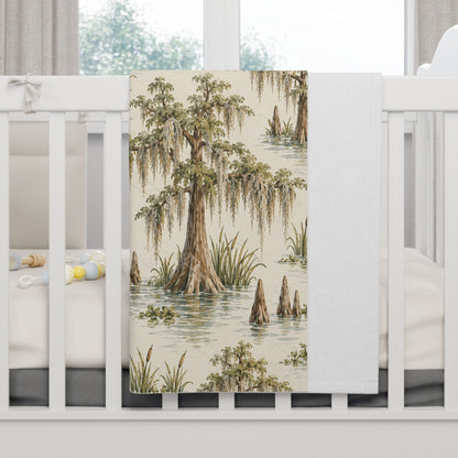 Louisiana Bayou Cypress &amp; Moss Baby Blanket – 30" × 40"