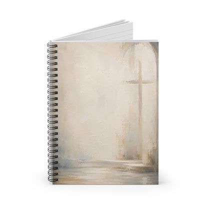 Faith Journal Notebook – Soft Watercolor Cross Spiral Ruled Notebook