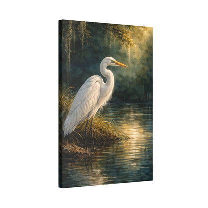 Southern Bayou Egret Canvas Wall Art