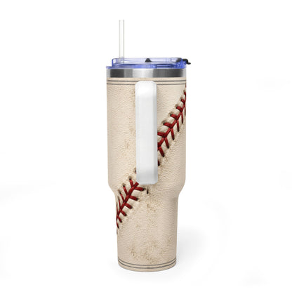 Personalized Baseball Tumbler – 40 oz Name &amp; Number Travel Cup