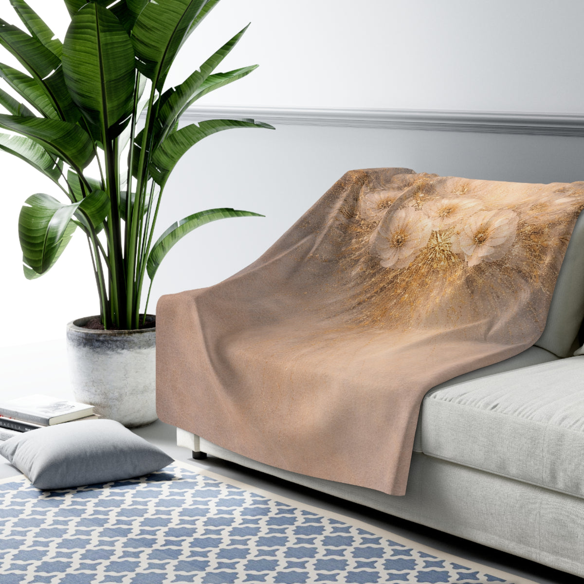 Floral Dream Sherpa Blanket — Soft Dandelion Bouquet Fleece Throw