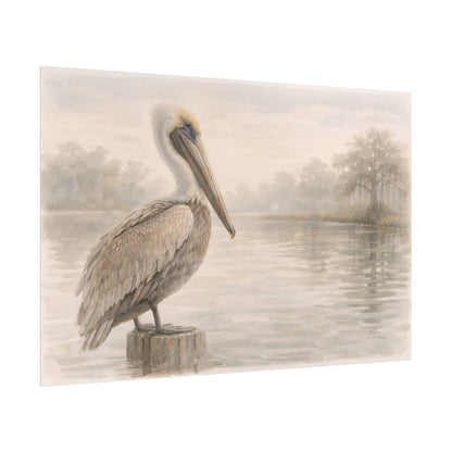 Pelican on Dock Watercolor Art Coastal Watercolor