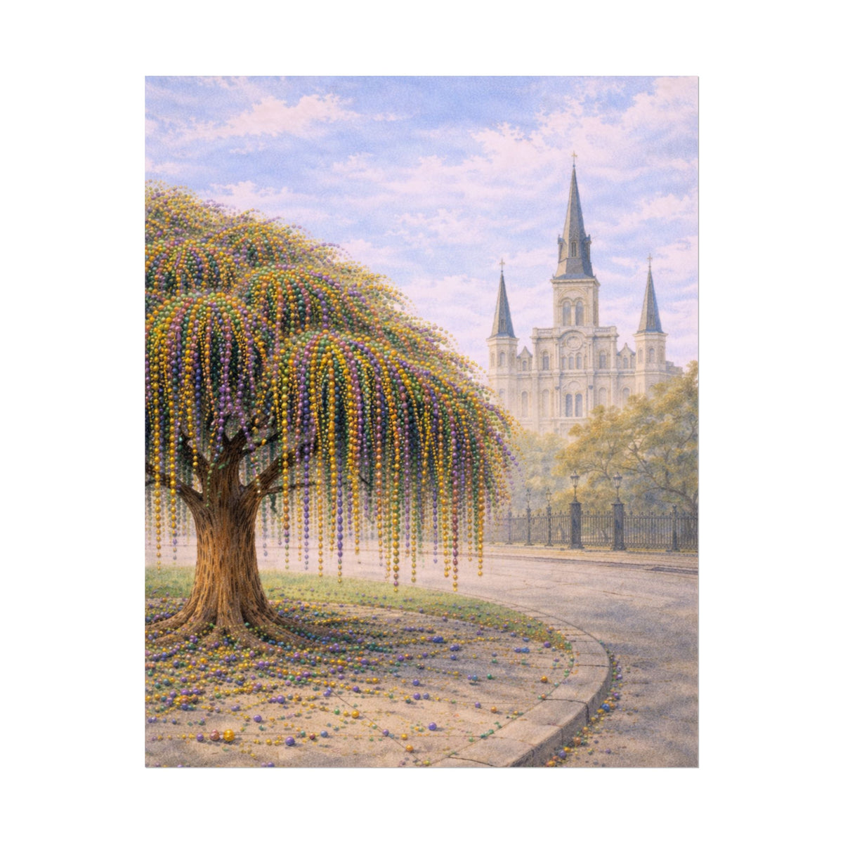 Mardi Gras Bead Tree Art Print