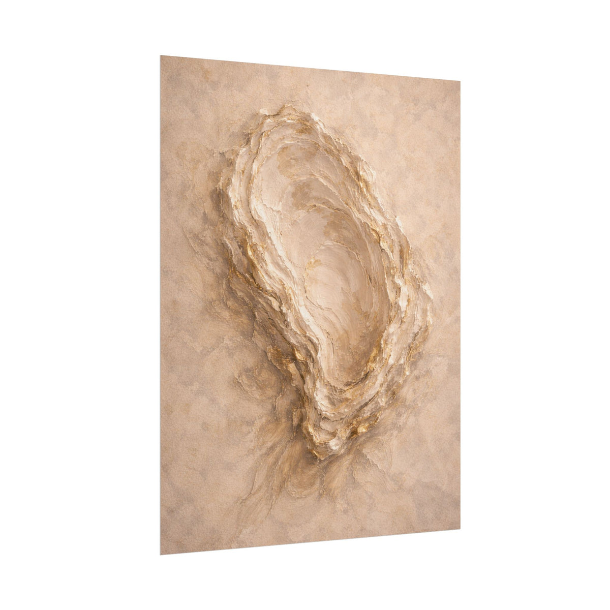 Abstract Oyster Shell Neutral Tones — Organic Beige Textured Wall Art