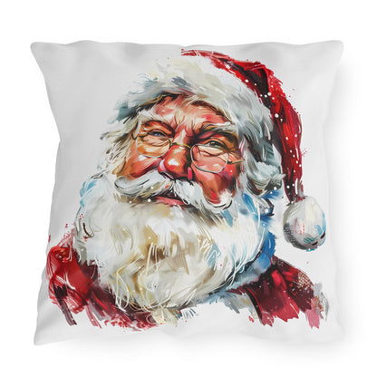 Santa Claus Holiday Outdoor Pillow — Festive Watercolor Santa Throw Cushion
