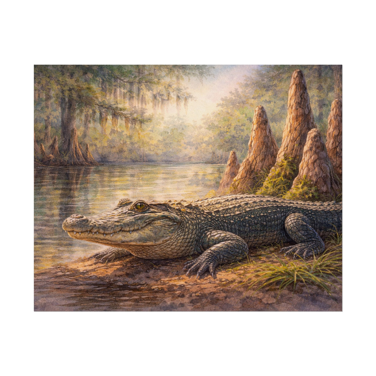 Alligator among Cypress Knees Art