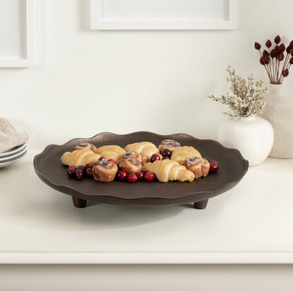Alessia Decorative Footed Serving Tray | Antique Bronze