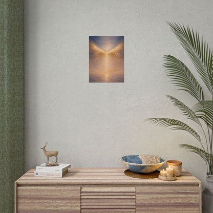 Angel Wings Sunset Poster  Spiritual Wall Art Rolled Poster