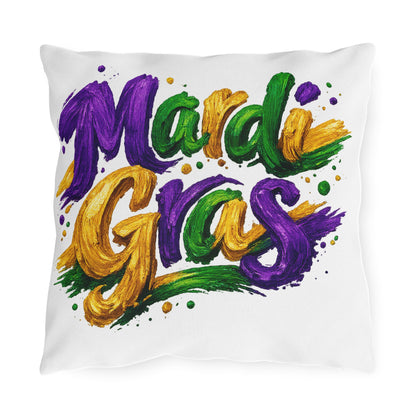 Mardi Gras Outdoor Pillow, Purple Green Gold Patio Decor, Louisiana Festive Cushion, Porch Party Decor