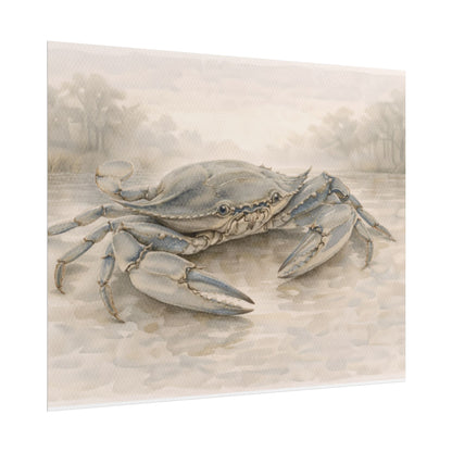 Blue Crab Illustration Rolled Poster
