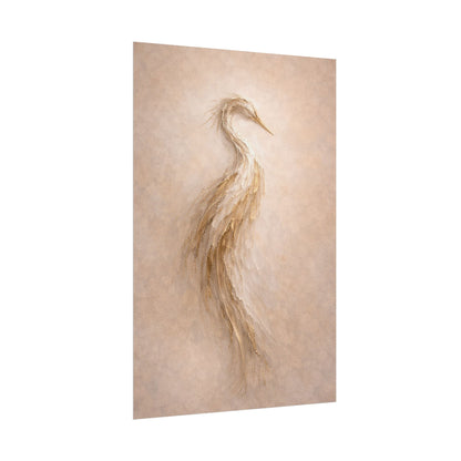Heron Silhouette Poster – Neutral Coastal Wall Art Decor