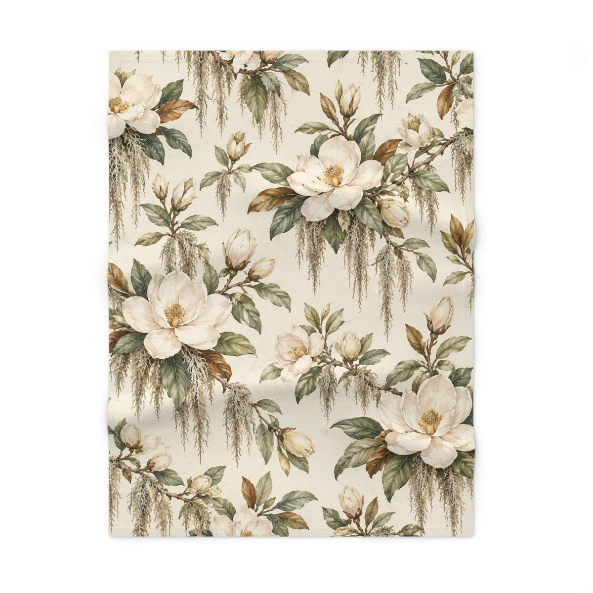 Vintage Magnolia Baby Blanket | 30" × 40" Southern Floral Fleece Blanket