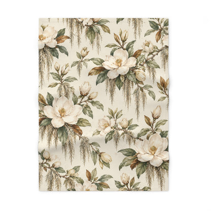 Vintage Magnolia Baby Blanket | 30" × 40" Southern Floral Fleece Blanket
