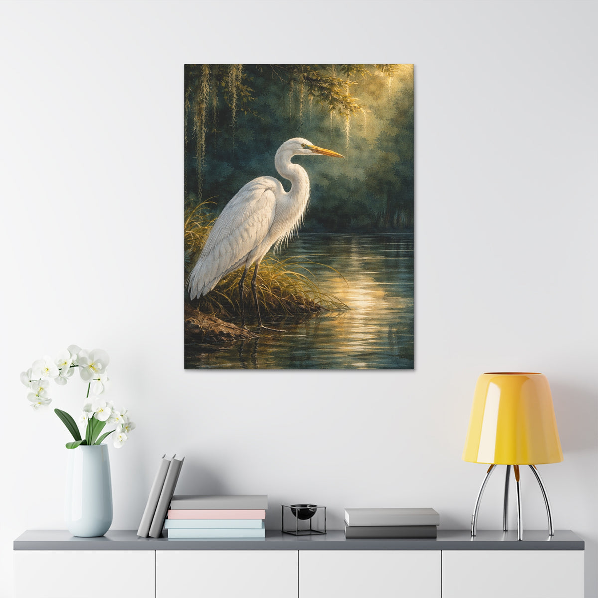 Southern Bayou Egret Canvas Wall Art