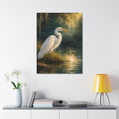 Southern Bayou Egret Canvas Wall Art