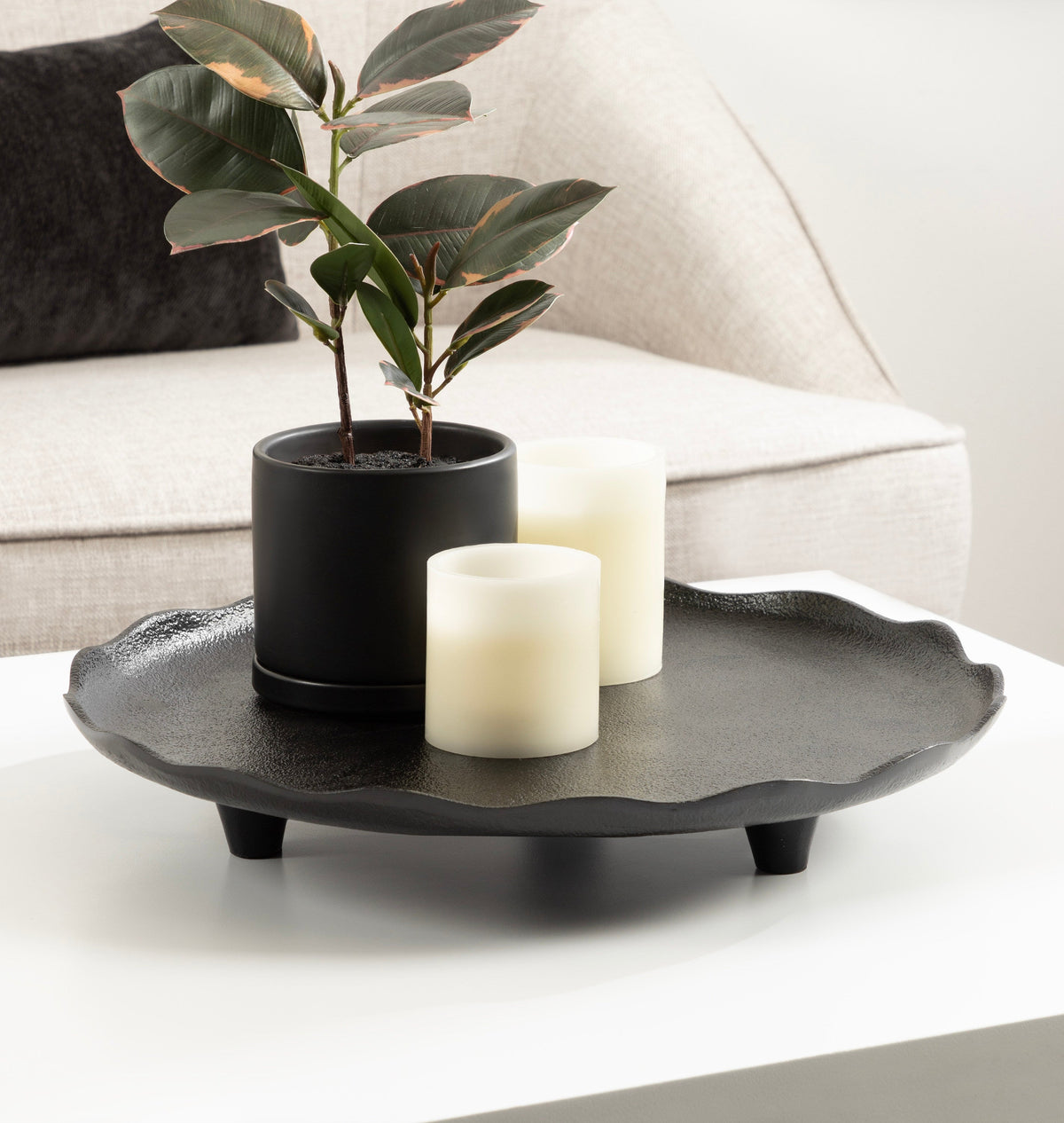 Alessia Decorative Footed Serving Tray | Antique Bronze