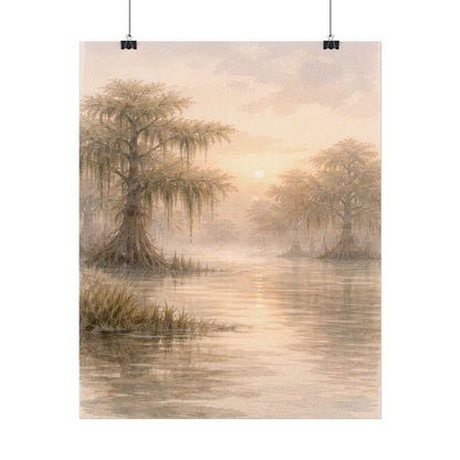 Misty Cypress Swamp Rolled Poster
