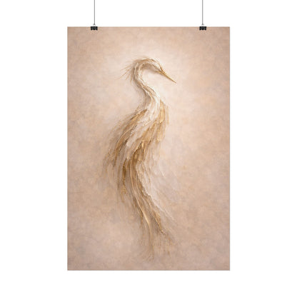 Heron Silhouette Poster – Neutral Coastal Wall Art Decor