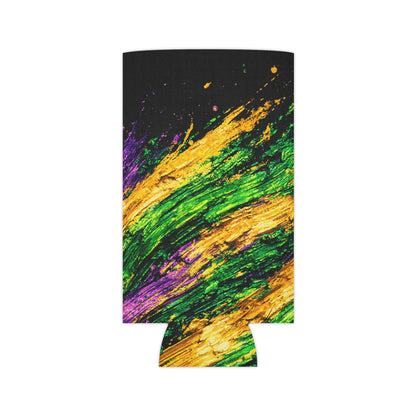 Mardi Gras Paint Splash Can Koozie - Purple Green Gold Koozie