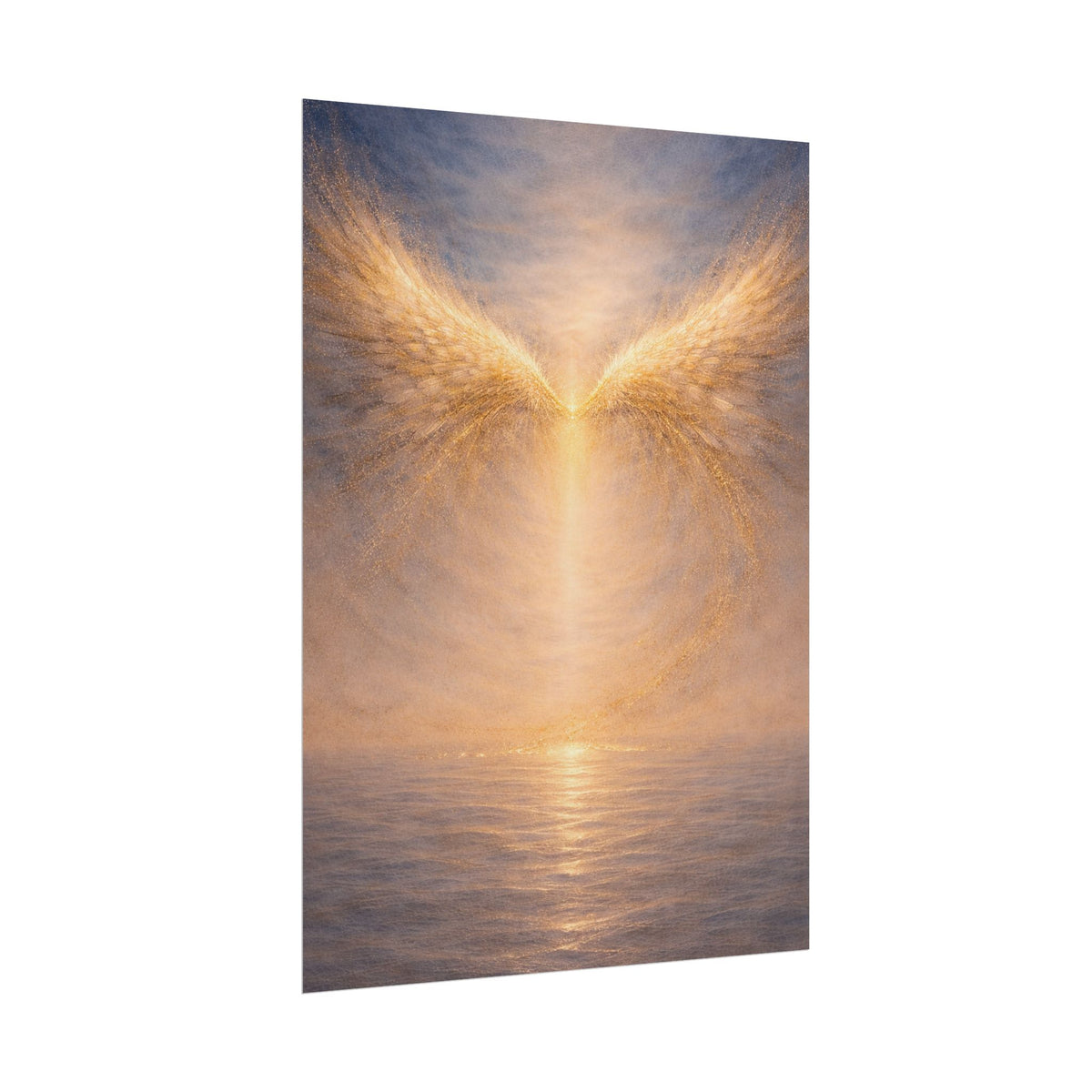 Angel Wings Sunset Poster  Spiritual Wall Art Rolled Poster
