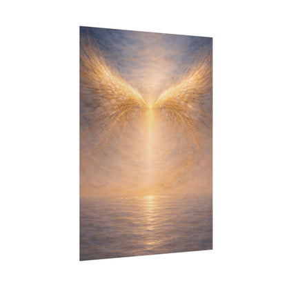 Angel Wings Sunset Poster  Spiritual Wall Art Rolled Poster