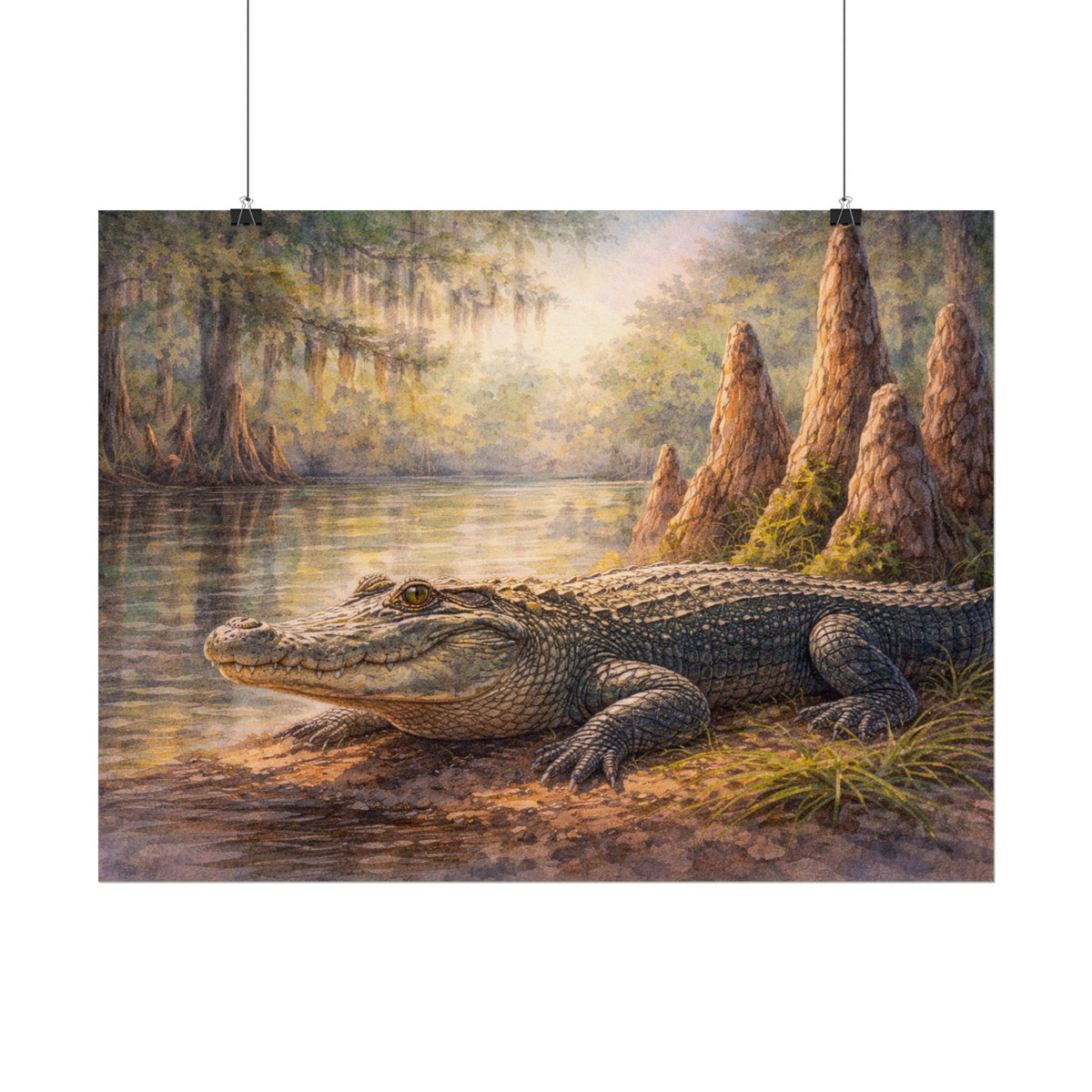 Alligator among Cypress Knees Art